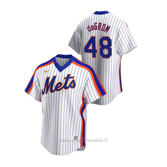 Maglia Baseball Uomo New York Mets Jacob Degrom Cooperstown Collection Primera Bianco